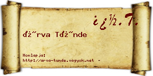 Árva Tünde névjegykártya
