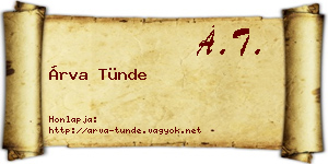 Árva Tünde névjegykártya
