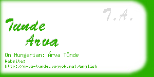 tunde arva business card